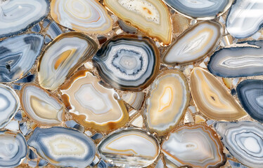 Gray and yellow agate in cutaway with internal illumination. Background and texture of natural...