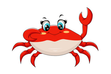 A little cute red crab with blue eyes, design animal cartoon vector illustration