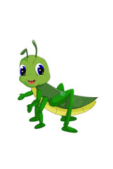 A little cute green grasshopper, design animal cartoon vector illustration