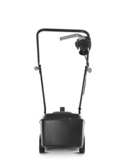 Modern lawn mower isolated on white. Garden tool