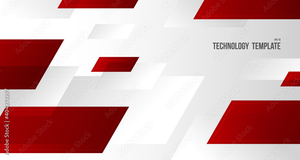 Poster abstract rectangle gradient red and white colors design of tech template. overlapping with line artw
