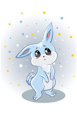 A little sad rabbit cartoon vector illustration
