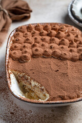 homemade Tiramisu dessert with mascarpone and coffee