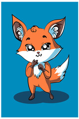A little small fox are standing with cute pose illustration