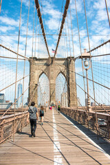Fototapeta na wymiar Panoramic View Brooklyn Bridge and Manhattan Skyline New York City USA