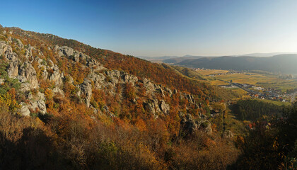 Fototapeta na wymiar Blick von der Burgruine Dürnstein in die Wachau