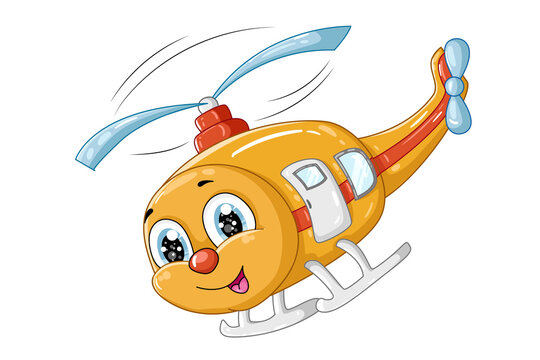 Design character cute orange blue helicopter