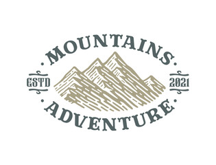 Mountain and outdoor adventure vintage logo design