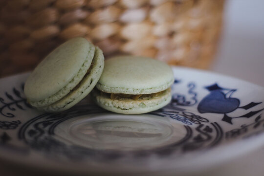 macaroons on a wooden background