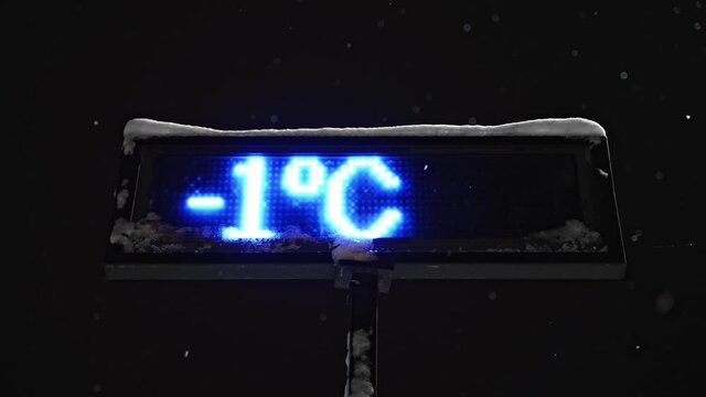 Outdoor thermometer shows a temperature of minus one degree.