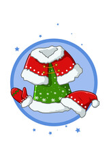 Icon set costume Christmas illustration