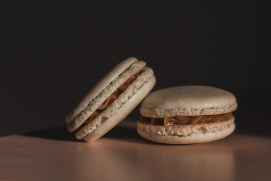 macarons on a wooden table