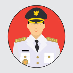 Flat design uniform of governor in republic of indonesia