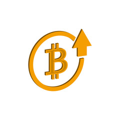 Bitcoin up icon. Bitcoin growth. Vector illustration.