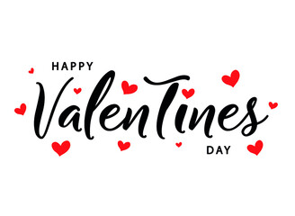 Valentines day background with heart pattern and typography of happy valentines day text . Vector illustration. 