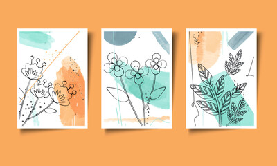 Floral flower abstract design banner pattern green flowers nature card illustration vector spring art blue leaf frame backgrounds