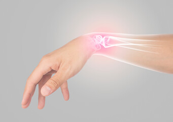 wrist bones injury gray background