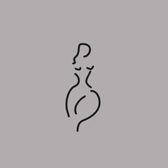 woman silhouette icon vector logo design line art	