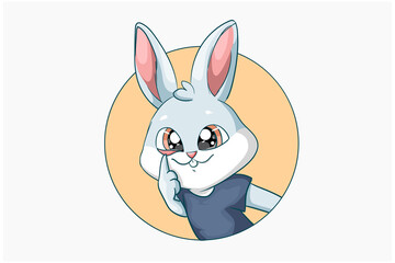 A cute rabbit with cute pose illustration