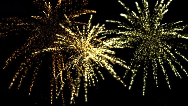 Holiday fireworks background overlay. Alpha channel. 4K