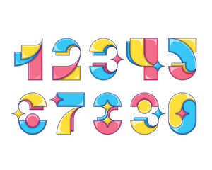 Vector numerals. Set of creative and funny bright figures.