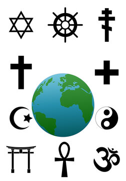 
D&iacute;a mundial de la religi&oacute;n sobre fondo blanco.