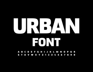 Vector Urban Font. White trendy Font. Set of Simple moden Letters and Numbers