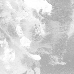 White ink and watercolor texture on white paper background. Paint leaks and decalcomania effects. Hand-painted gouache abstract image. Mess on the canvas.