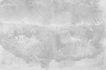 White ink and watercolor texture on white paper background. Paint leaks and decalcomania effects. Hand-painted gouache abstract image. Mess on the canvas.