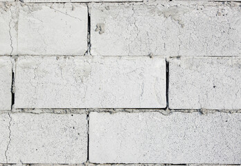 Abstract white brick wall texture depicting in paint colors on an old brick wall. white brick wall background pattern. 