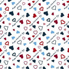 Hearts. Seamless pattern, fabric design, wrapping paper, wallpaper, background.