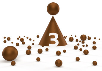 Winner third place of the championship on  abstract cone podium.