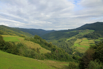 Fototapeta na wymiar Landscape of Radziejowa mountain range in Beskid Sadecki, Poland