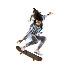 Foto op Plexiglas Skateboarder doing a jumping trick © Andrey Burmakin