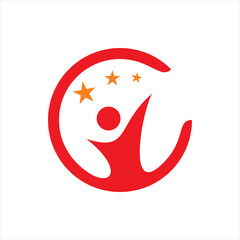 circle people star logo design