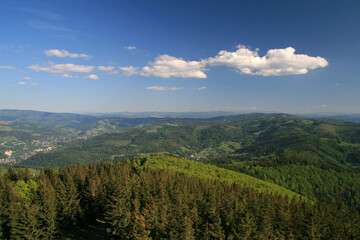 View from Czantoria peak, Silesian Beskids, Poland