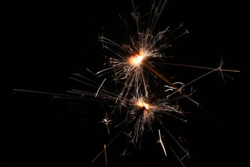 Sparkler - beautiful abstract background. Concept for Christmas and Happy New Year 2021.