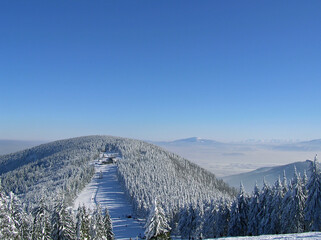 View from top of Mount Klimczok, Silesian Beskids, Poland