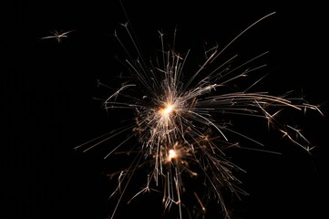 Sparkler - beautiful abstract background. Concept for Christmas and Happy New Year 2021.