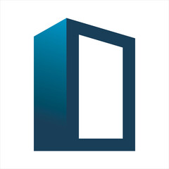 blue square building logo design