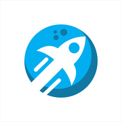 circle rocket logo design