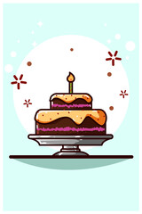 Chocolate tar cake cartoon vector illustration