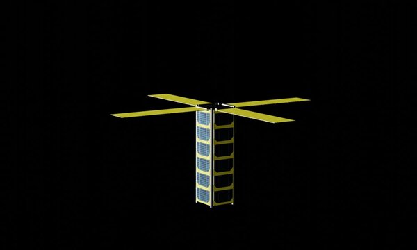 3U CubeSat opening its solar cells and closing them in a video