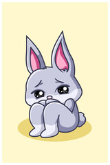 The little frightened rabbit, kawaii cartoon illustration