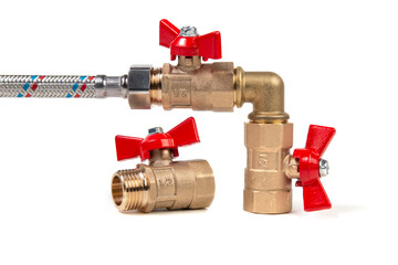 Plumbing gate ball vales, flexible water hose and fittings