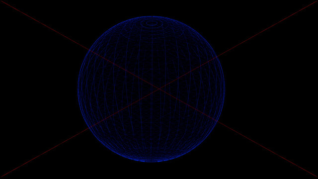 Wire frame sphere. Frame scope on black background. Vector Illustration.