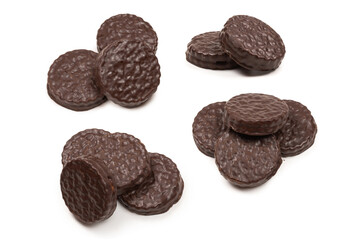 Chocolate cookies isolated on white.