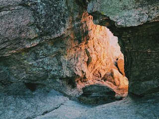 Sunlight through a rock formation.