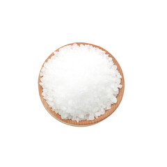 Fototapeta na wymiar Natural salt in bowl on white background, top view