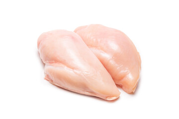 Raw chicken fillet isolated on white background.